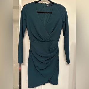 ZARA Draped Mini Dress Green Size XS
